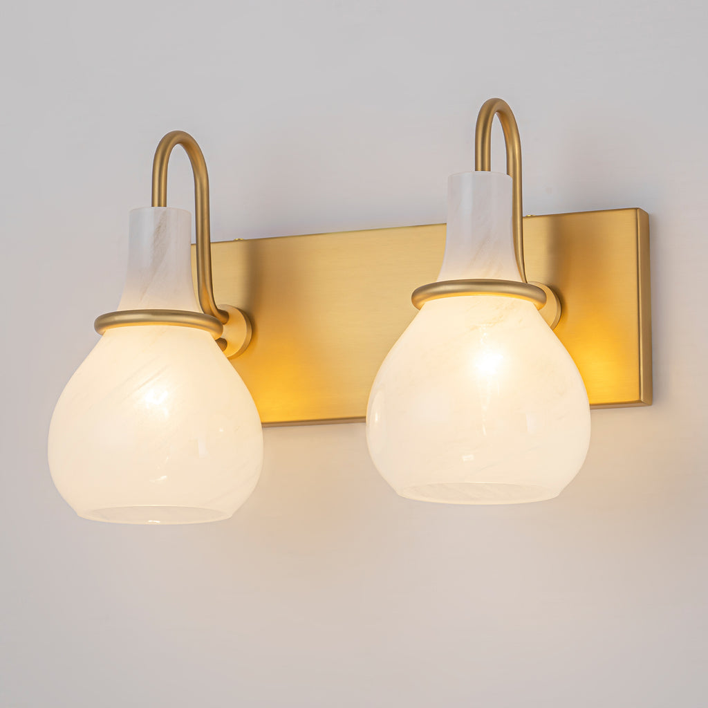 Modern Gold Vanity Light with Clouded Glass Bulb-Vase Shades Bathroom - product image 8 | Zenvolit