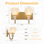 Modern Gold Vanity Light with Clouded Glass Bulb-Vase Shades Bathroom - product image 9 | Zenvolit