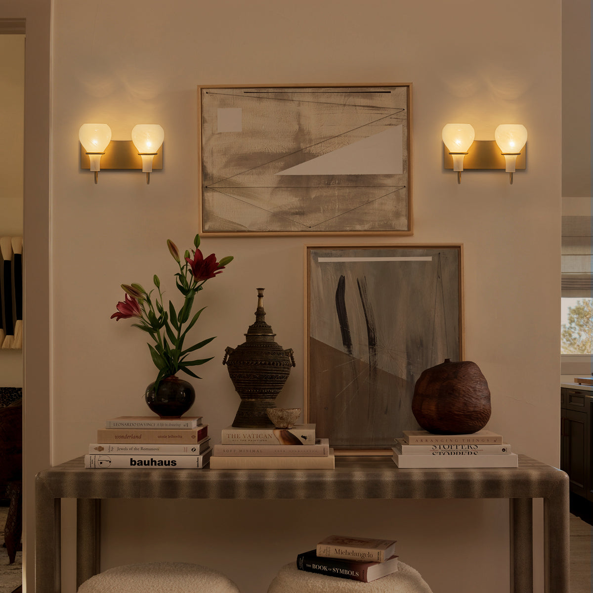 Modern Gold Vanity Light with Clouded Glass Bulb-Vase Shades Bathroom - product image 12 | Zenvolit