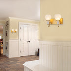 Modern Gold Vanity Light with Clouded Glass Bulb-Vase Shades Bathroom - product image 14 | Zenvolit