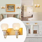 Modern Gold Vanity Light with Clouded Glass Bulb-Vase Shades Bathroom - product image 16 | Zenvolit