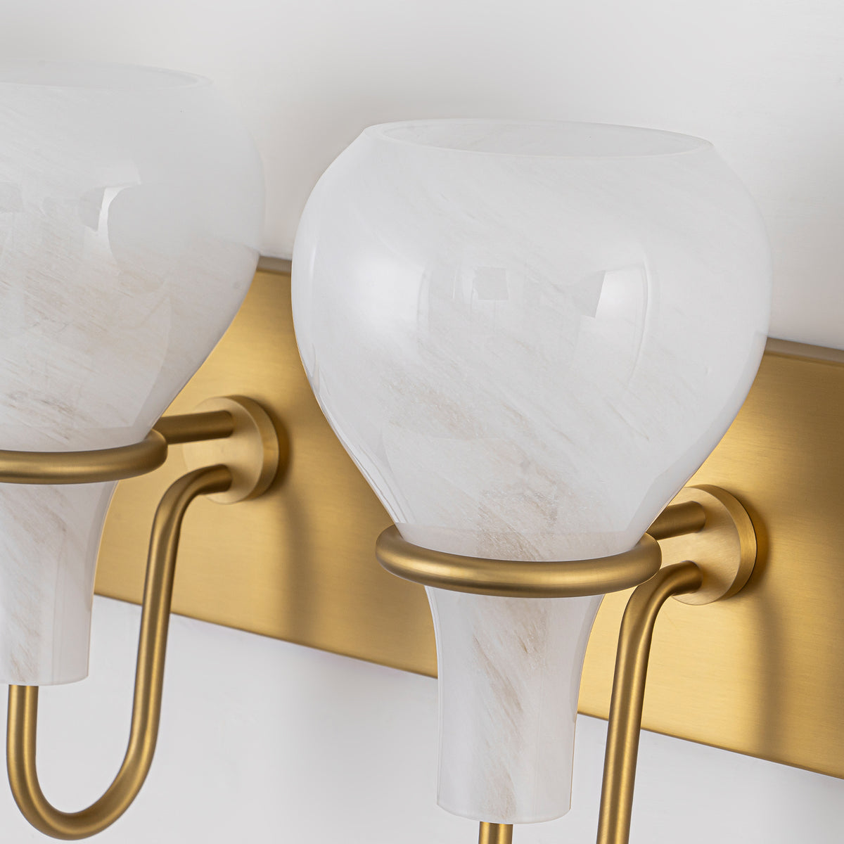 Modern Gold Vanity Light with Clouded Glass Bulb-Vase Shades Bathroom - product image 5 | Zenvolit