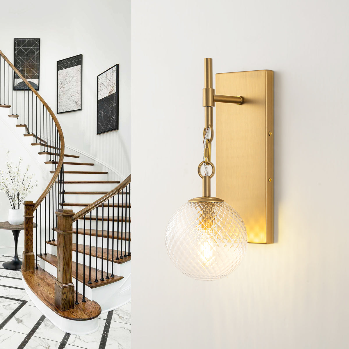 Modern Luxury Wall Sconce Vanity Wall Light Clear Glass Globe Shade - product image 1 | Zenvolit
