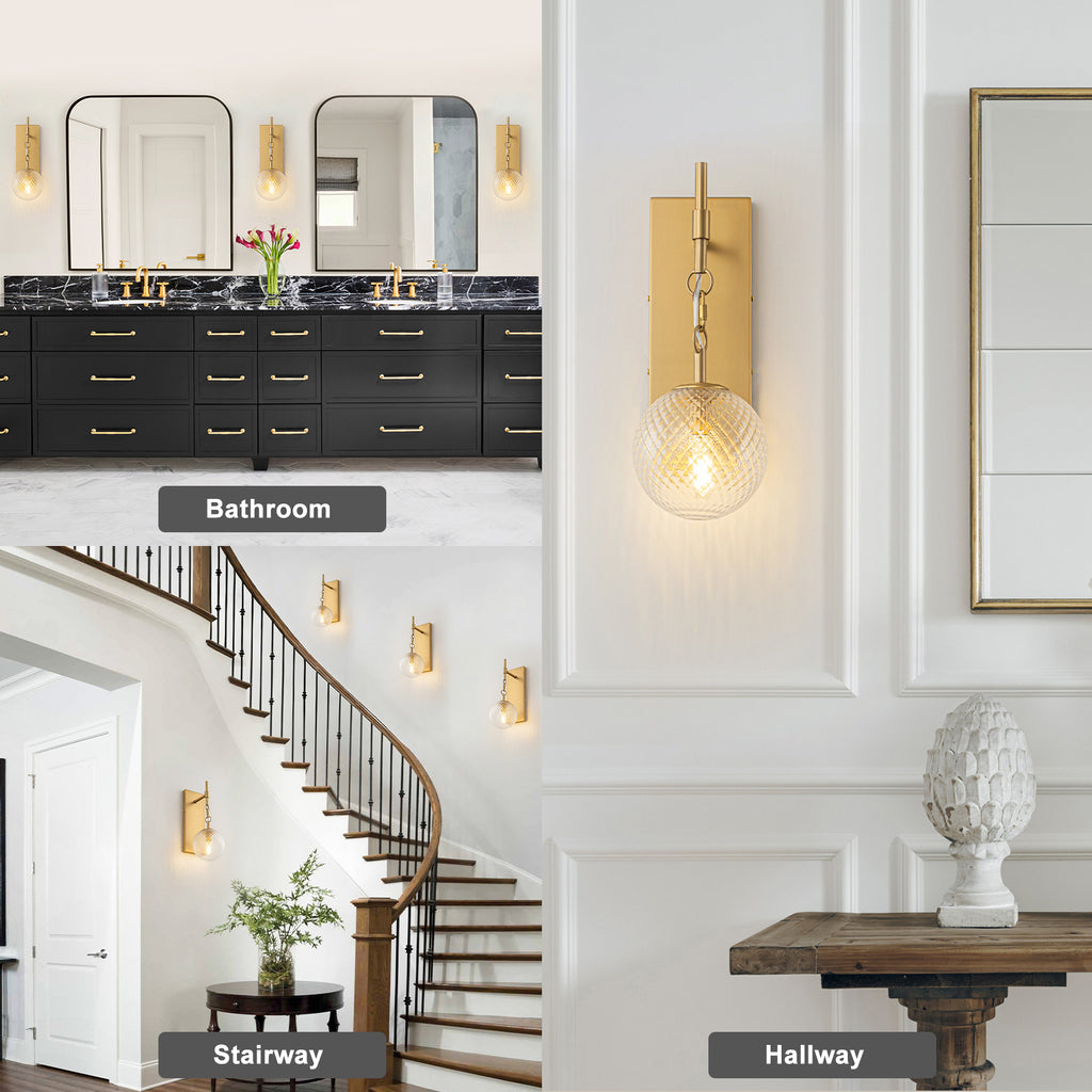 Modern Luxury Wall Sconce Vanity Wall Light Clear Glass Globe Shade - product image 8 | Zenvolit
