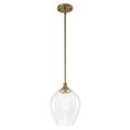 Modern Matte Brass Pendant Light Teardrop Ribbed Clear Glass Shade - product image 2 | Zenvolit