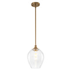 Modern Matte Brass Pendant Light Teardrop Ribbed Clear Glass Shade - product image 2 | Zenvolit