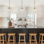 Modern Matte Brass Pendant Light Teardrop Ribbed Clear Glass Shade - product image 7 | Zenvolit