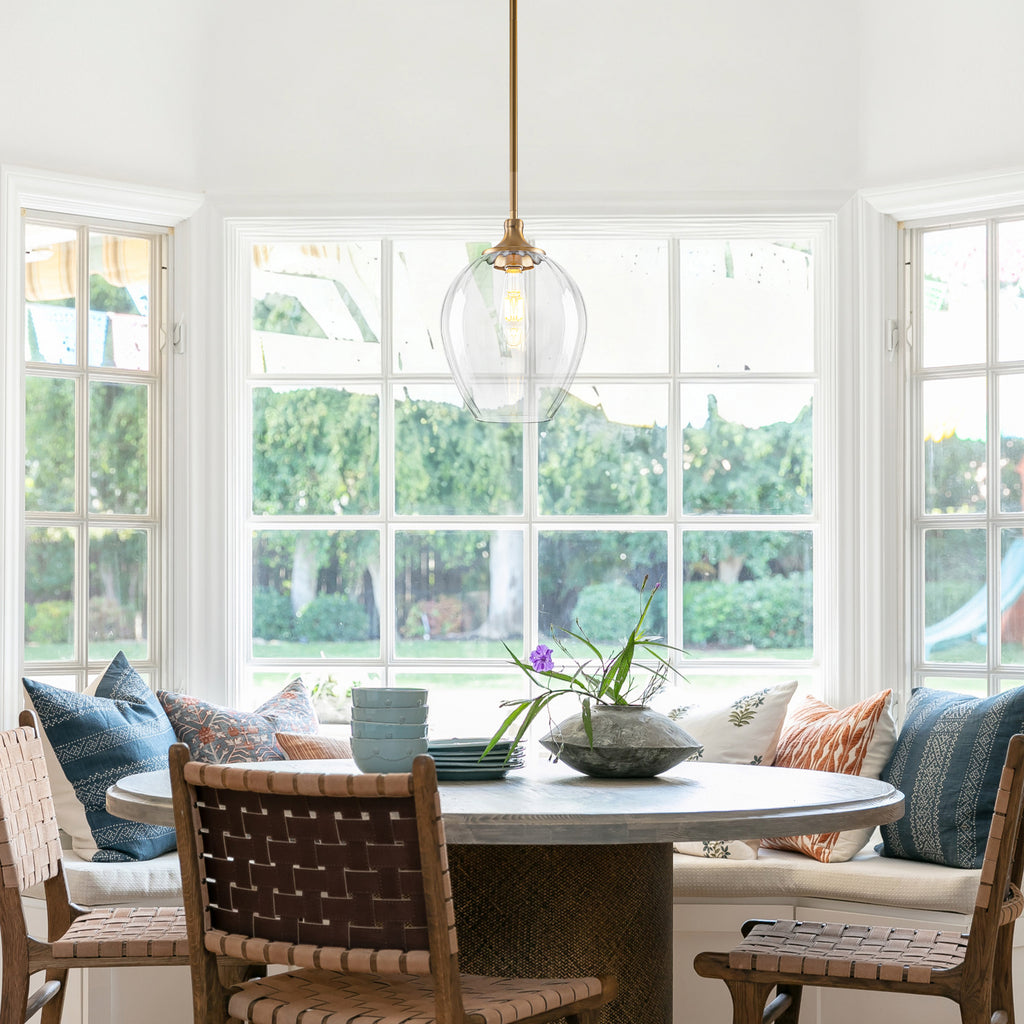 Modern Matte Brass Pendant Light Teardrop Ribbed Clear Glass Shade - product image 9 | Zenvolit