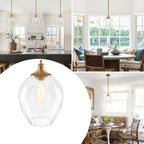 Modern Matte Brass Pendant Light Teardrop Ribbed Clear Glass Shade - product image 10 | Zenvolit
