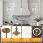 Modern Matte Brass Pendant Light Teardrop Ribbed Clear Glass Shade - product image 12 | Zenvolit