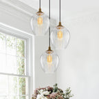 3-Light Modern Cluster Hanging Pendant Light Ribbed Clear Glass - product image 1 | Zenvolit