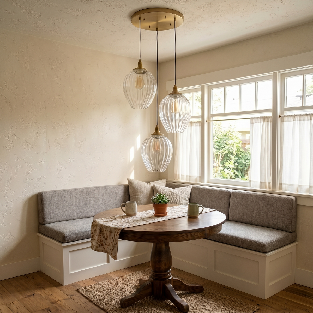 3-Light Modern Cluster Hanging Pendant Light Ribbed Clear Glass - product image 2 | Zenvolit