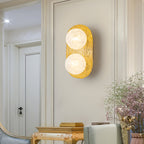 2-Light Textured Gold Metal Wall Sconce Frosted Crackled Glass Globe - product image 1 | Zenvolit