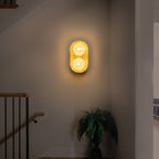 2-Light Textured Gold Metal Wall Sconce Frosted Crackled Glass Globe - product image 3 | Zenvolit