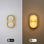 2-Light Textured Gold Metal Wall Sconce Frosted Crackled Glass Globe - product image 8 | Zenvolit