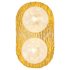 2-Light Textured Gold Metal Wall Sconce Frosted Crackled Glass Globe - product image 11 | Zenvolit