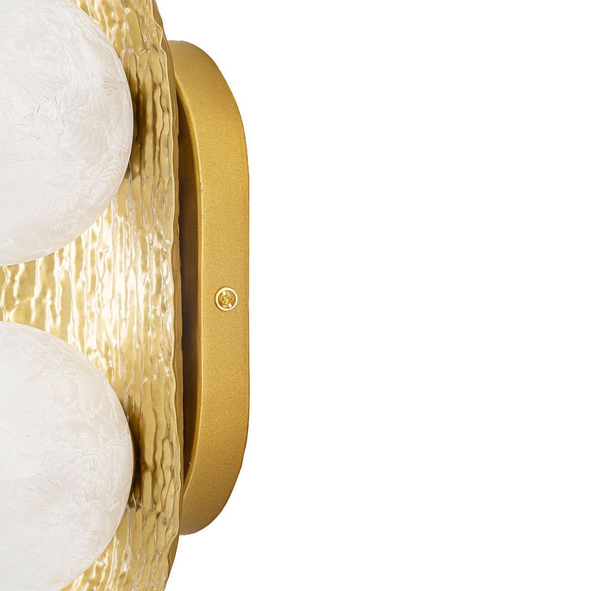 2-Light Textured Gold Metal Wall Sconce Frosted Crackled Glass Globe - product image 12 | Zenvolit