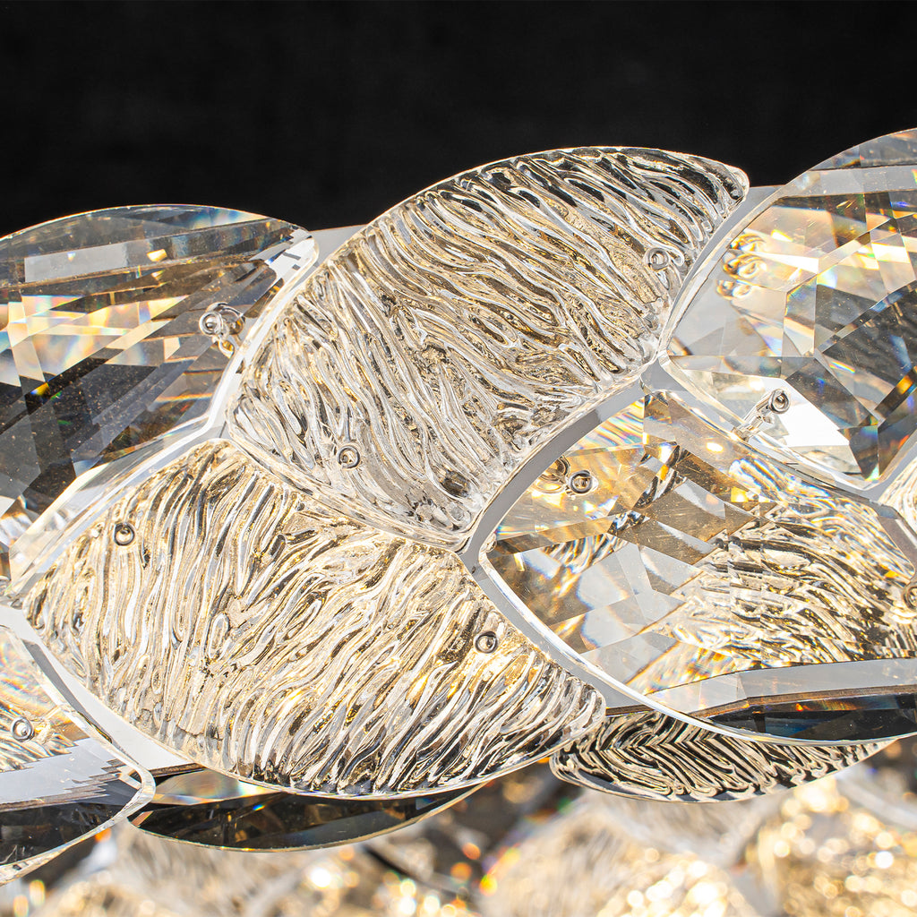Ring Chrome LED Chandelier Textured Clear & Frosted Crystal Panels - product image 13 | Zenvolit