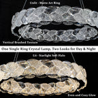 Ring Chrome LED Chandelier Textured Clear & Frosted Crystal Panels - product image 14 | Zenvolit