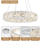 Ring Chrome LED Chandelier Textured Clear & Frosted Crystal Panels - product image 15 | Zenvolit