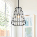 Modern Black Pendant Light with Gourd Glass & Wire Cage Kitchen Island - product image 1 | Zenvolit