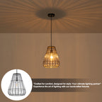 Modern Black Pendant Light with Gourd Glass & Wire Cage Kitchen Island