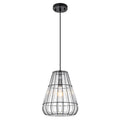 Modern Black Pendant Light with Gourd Glass & Wire Cage Kitchen Island