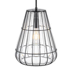 Modern Black Pendant Light with Gourd Glass & Wire Cage Kitchen Island