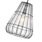 Modern Black Pendant Light with Gourd Glass & Wire Cage Kitchen Island