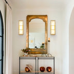 Brushed Gold LED Wall Sconce with White Alabaster Resin Shade - product image 2 | Zenvolit