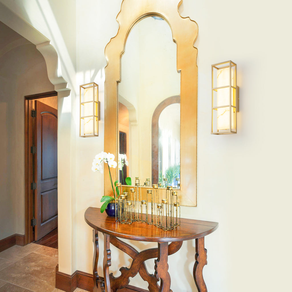 Brushed Gold LED Wall Sconce with White Alabaster Resin Shade - product image 4 | Zenvolit
