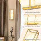 Brushed Gold LED Wall Sconce with White Alabaster Resin Shade - product image 8 | Zenvolit