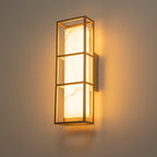 Brushed Gold LED Wall Sconce with White Alabaster Resin Shade - product image 10 | Zenvolit