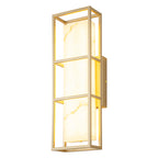 Brushed Gold LED Wall Sconce with White Alabaster Resin Shade - product image 12 | Zenvolit