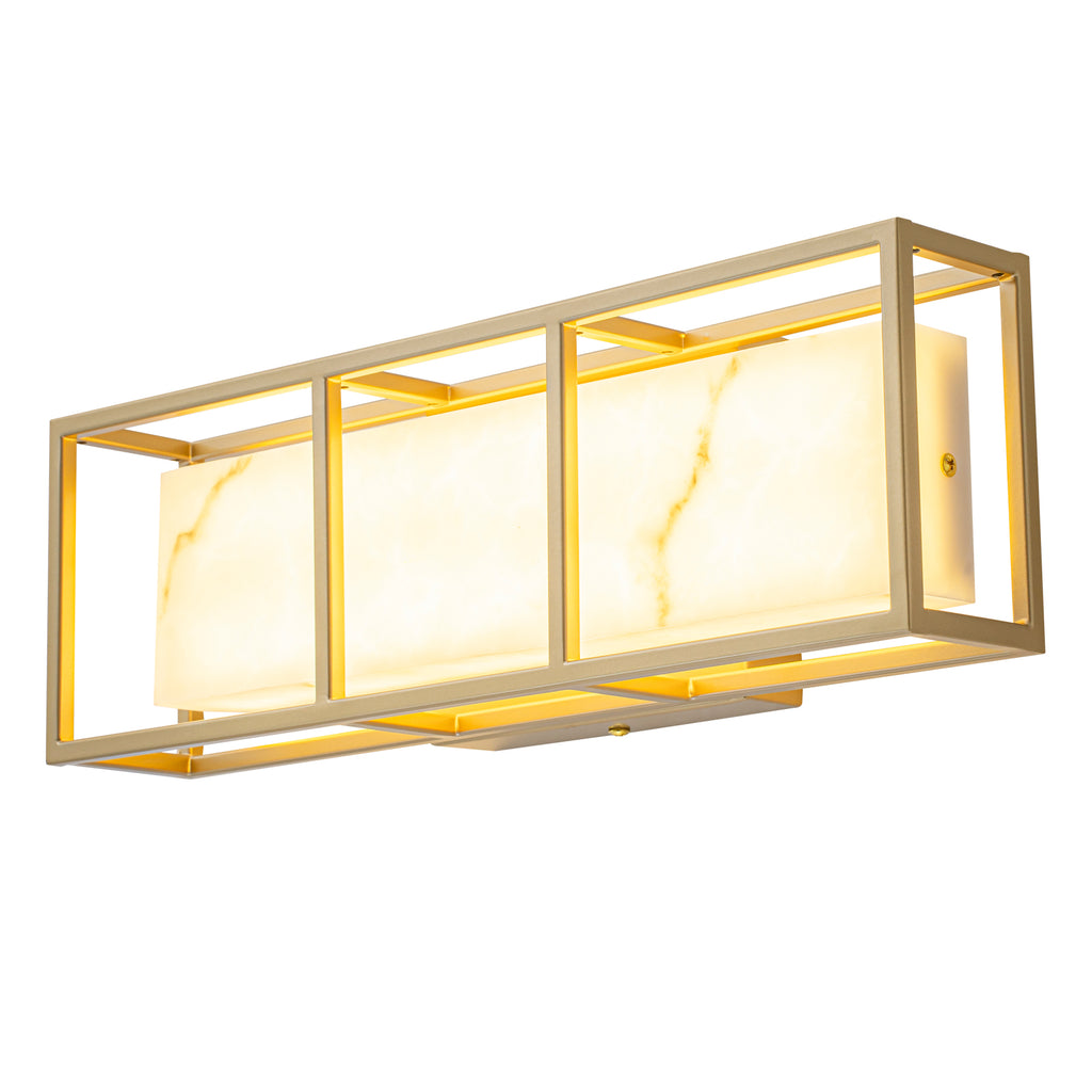 Brushed Gold LED Wall Sconce with White Alabaster Resin Shade - product image 13 | Zenvolit