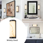 Black LED Wall Sconce Semi-Cylinder White Faux Alabaster Resin Shade - product image 5 | Zenvolit