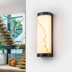Black LED Wall Sconce Semi-Cylinder White Faux Alabaster Resin Shade - product image 11 | Zenvolit