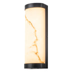 Black LED Wall Sconce Semi-Cylinder White Faux Alabaster Resin Shade - product image 12 | Zenvolit