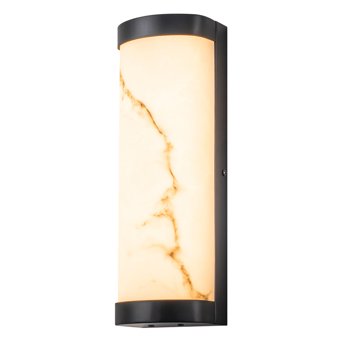 Black LED Wall Sconce Semi-Cylinder White Faux Alabaster Resin Shade - product image 12 | Zenvolit