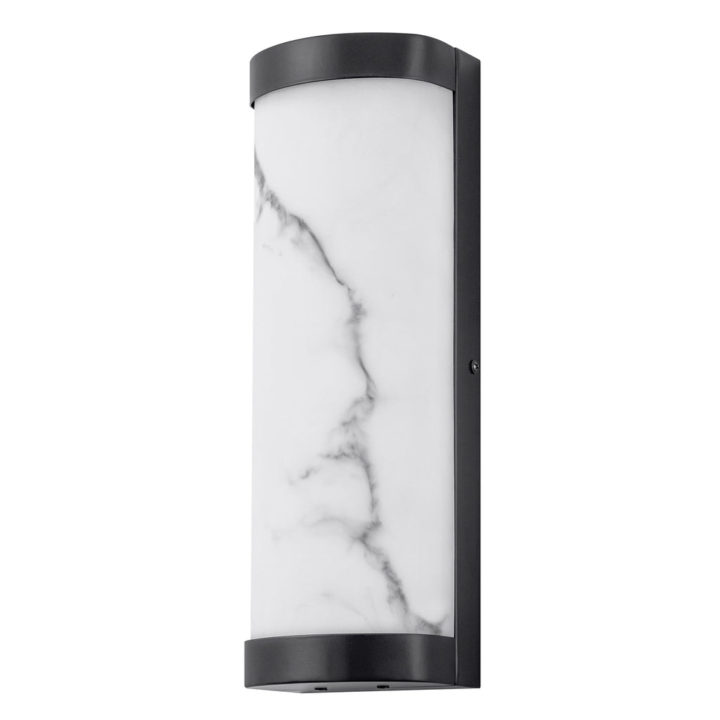 Black LED Wall Sconce Semi-Cylinder White Faux Alabaster Resin Shade - product image 15 | Zenvolit
