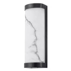 Black LED Wall Sconce Semi-Cylinder White Faux Alabaster Resin Shade - product image 15 | Zenvolit