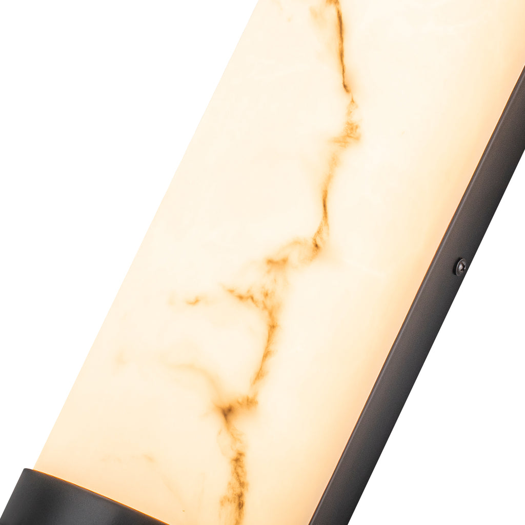 Black LED Wall Sconce Semi-Cylinder White Faux Alabaster Resin Shade - product image 17 | Zenvolit