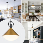 Single Light Gold Cone Metal Pendant with Frosted White Glass Shade - product image 6 | Zenvolit