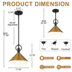 Single Light Gold Cone Metal Pendant with Frosted White Glass Shade - product image 7 | Zenvolit