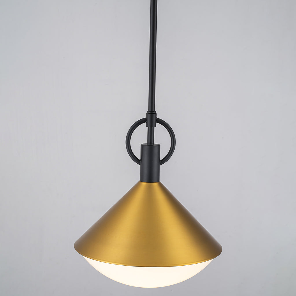 Single Light Gold Cone Metal Pendant with Frosted White Glass Shade - product image 9 | Zenvolit