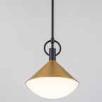Single Light Gold Cone Metal Pendant with Frosted White Glass Shade - product image 12 | Zenvolit