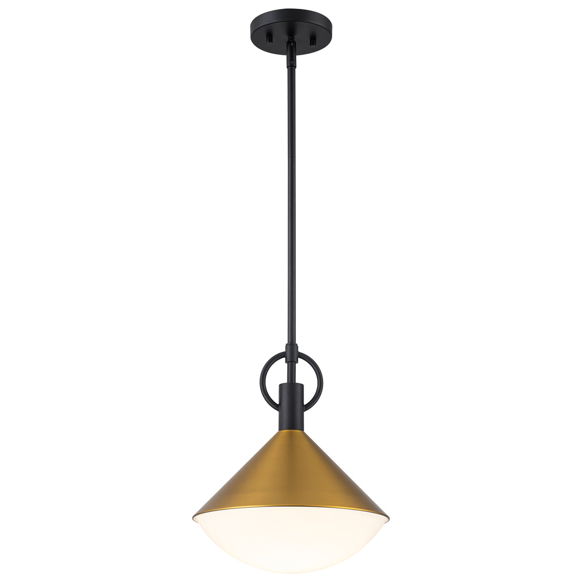 Single Light Gold Cone Metal Pendant with Frosted White Glass Shade - product image 14 | Zenvolit