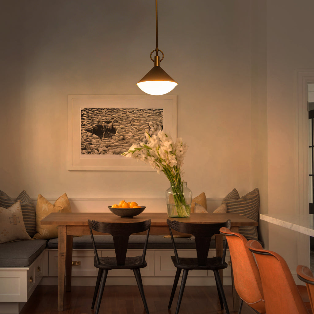 Single Light Black Cone Metal Pendant with Frosted White Glass Shade - product image 3 | Zenvolit