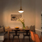 Single Light Black Cone Metal Pendant with Frosted White Glass Shade - product image 3 | Zenvolit