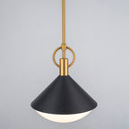 Single Light Black Cone Metal Pendant with Frosted White Glass Shade - product image 10 | Zenvolit
